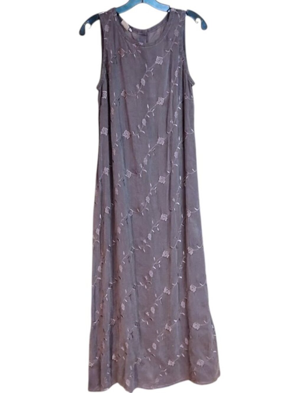 Vintage Johnny Was Collection Lavender Embroidered Sleeveless Maxi Dress Size M